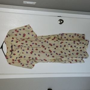 Vintage pajamas strawberries and flowers shirt dress. Pijama